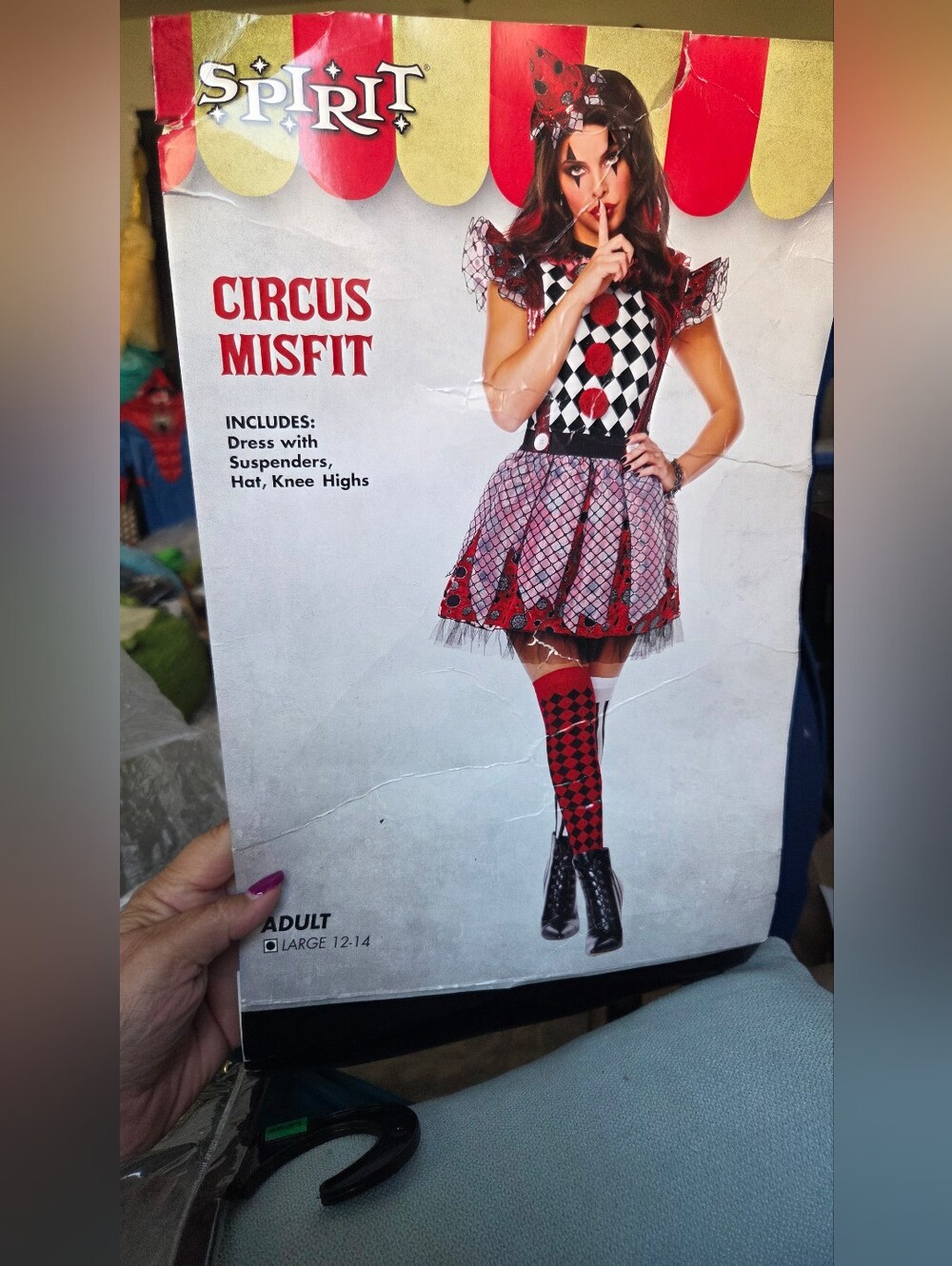 Circus Misfit Adult Large Costume Dress in Red and Black - Brand: